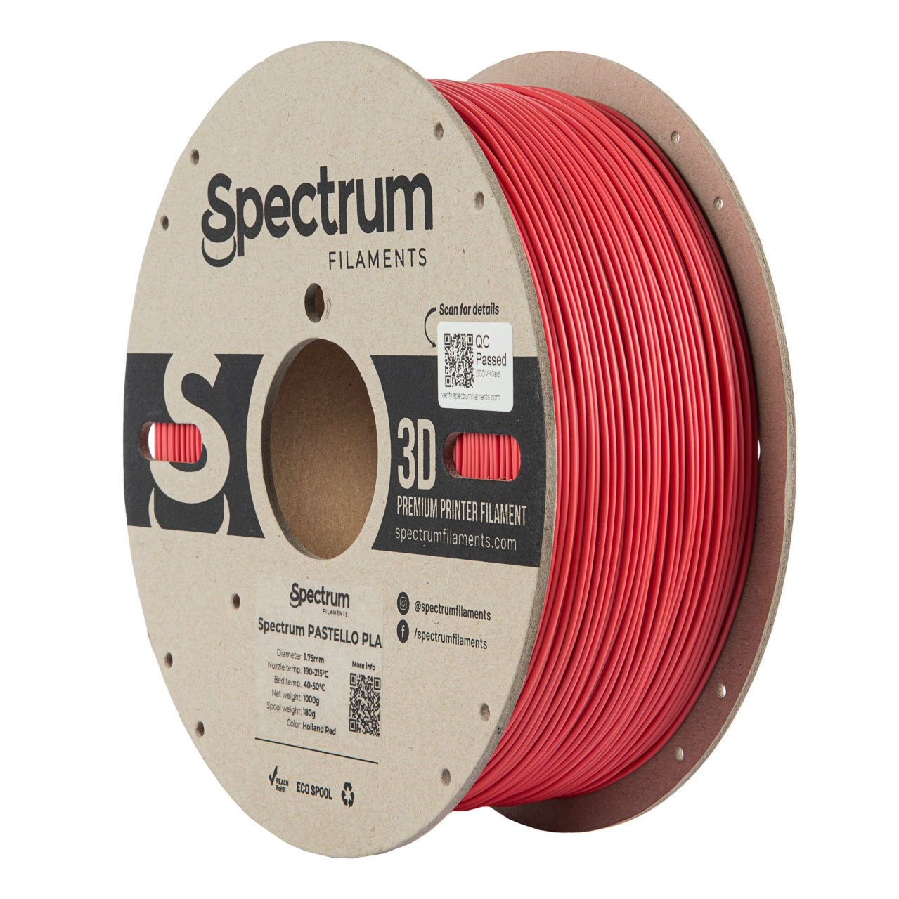 Filament Spectrum Pastello PLA 1.75mm HOLLAND RED 1kg