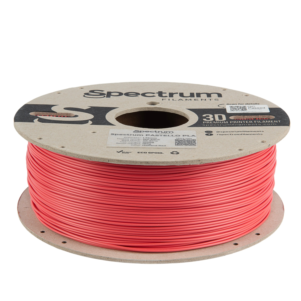 Filament Spectrum Pastello PLA 1.75mm HOLLAND RED 1kg