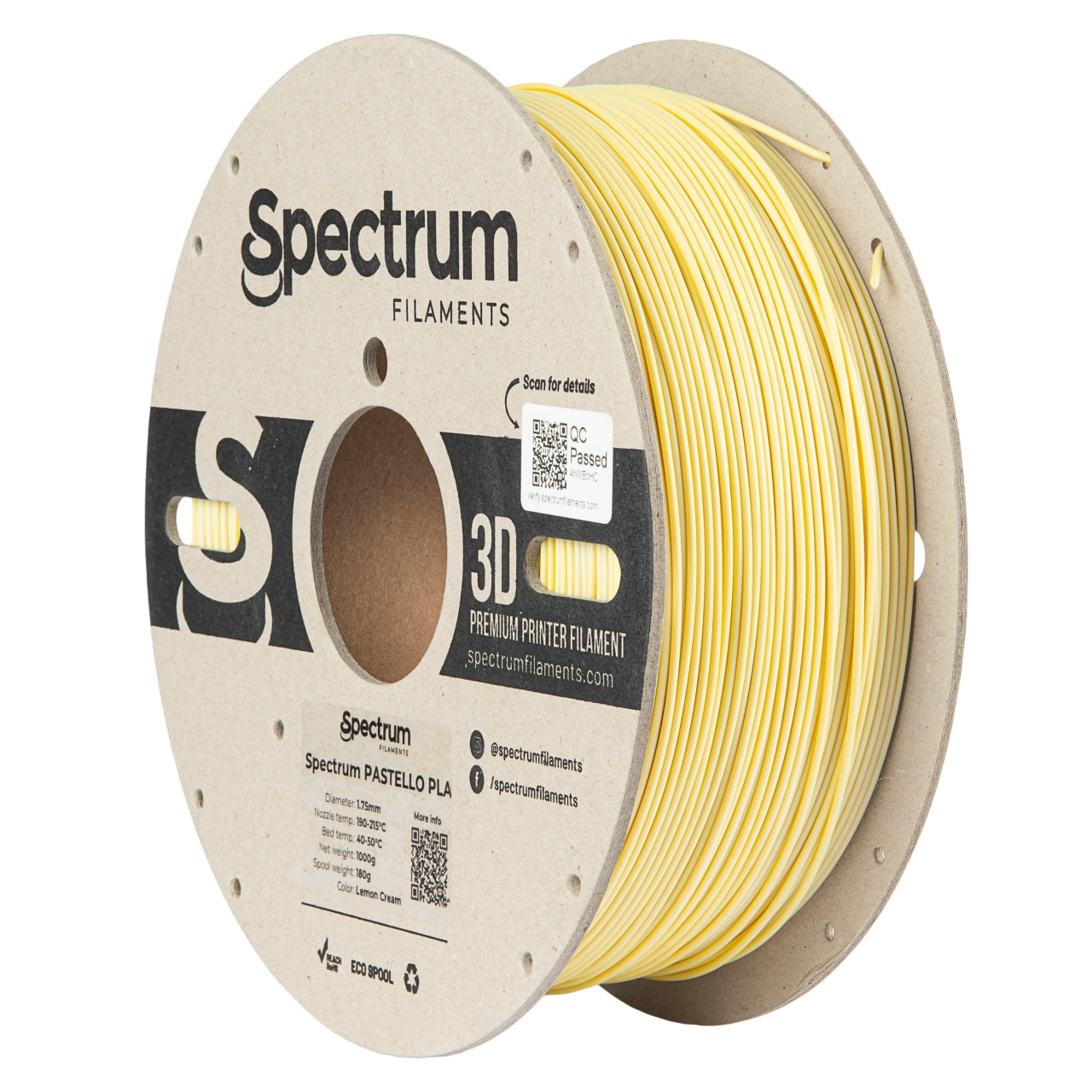 Filament Spectrum Pastello PLA 1.75mm LEMON CREAM 1kg