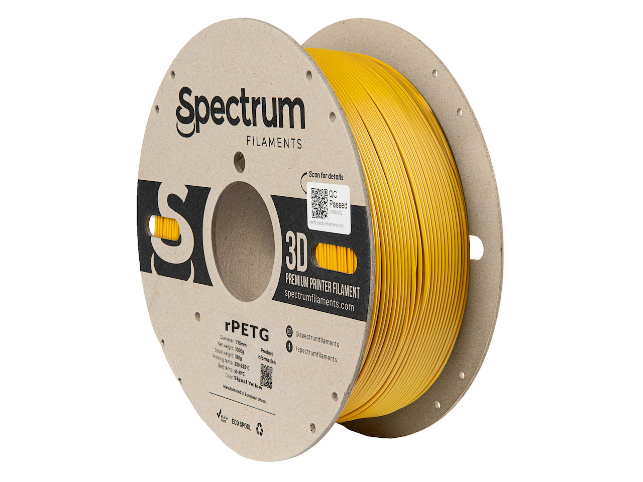 Filament Spectrum rPETG 1.75mm SIGNAL YELLOW 1kg
