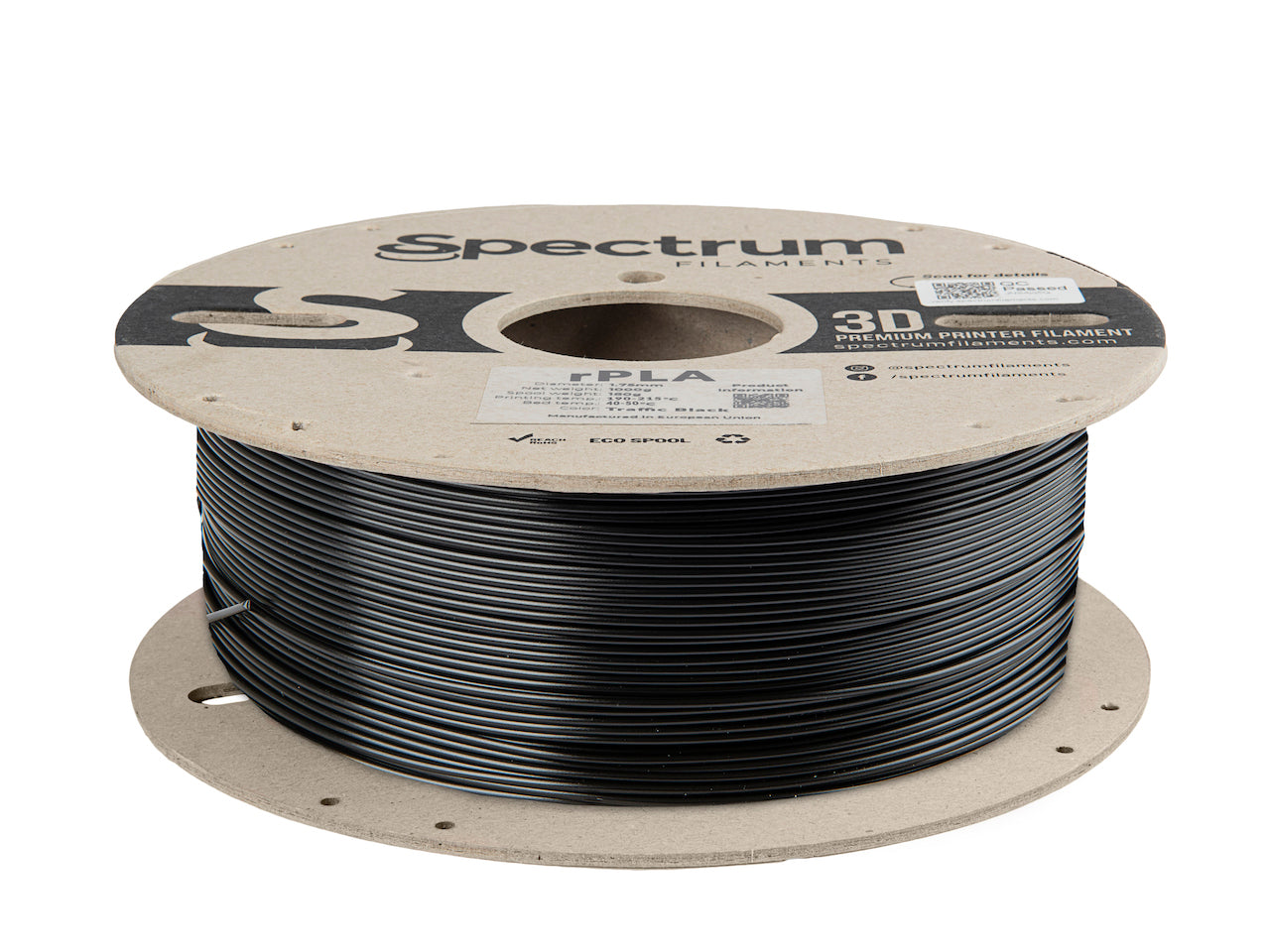 Filament Spectrum r-PLA 1.75mm TRAFFIC BLACK 1kg